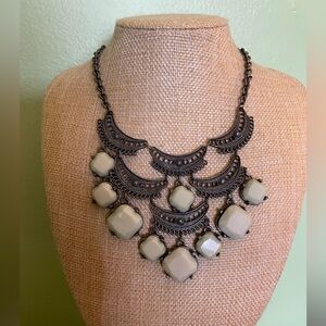 Elegant Cream and Silver Statement Necklace